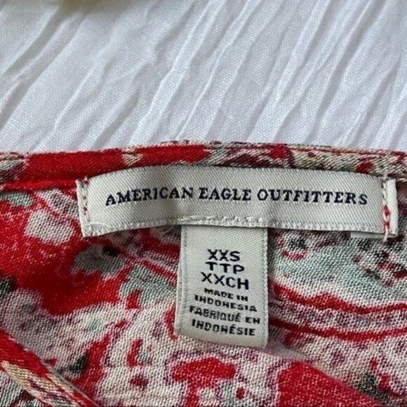 American Eagle Red Paisley A-Line Halter Mini Dress, Size XXS - Picture 7 of 10